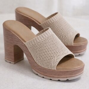 Knit Heeled Mule Sandals